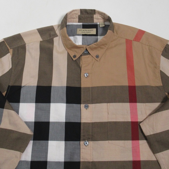 Burberry Men's Check Cotton Button Down Shirt Archive Beige Size XXL - Picture 2 of 12